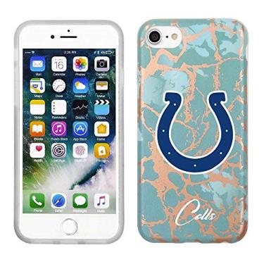 Imagem de Prime Brands Group Capa de celular para Apple iPhone 8/7/6S licenciada pela NFL Indianapolis Colts, verde-azulado e mármore de ouro rosa