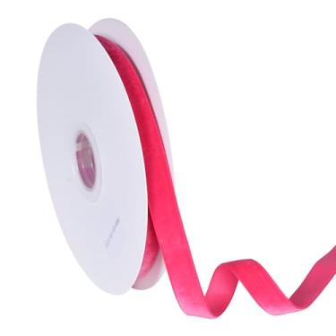 Imagem de YAMA Fita de veludo rosa choque 15 cm para embrulho de presente, artesanato, laços de cabelo, grinaldas, decoração de festa de casamento