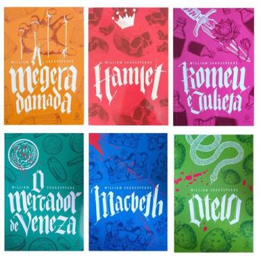 Imagem de Combo 6 Livros Clássicos William Shakespeare Mercador Otelo Hamlet Mac