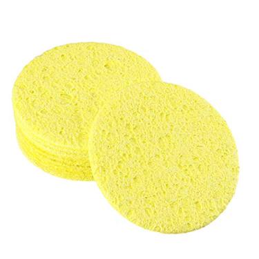 Imagem de uxcell Esponja de solda 55 x 6 mm de diâmetro para limpeza de pontas de ferro redonda amarela 10 peças