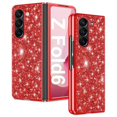 Imagem de Capa Z Fold 6 com glitter para Samsung Galaxy Z Fold6 5G para mulheres e meninas, capa protetora à prova de choque traseira fosca ultrafina para Samsung Z Fold 6 5G, capa de cristal brilhante de 7,6