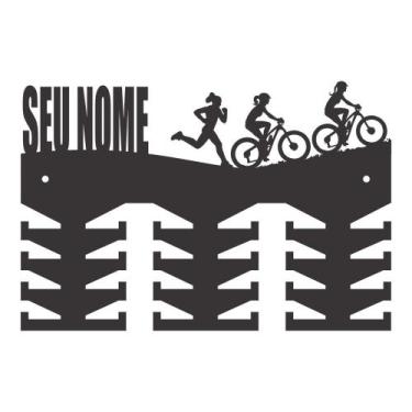 Imagem de Porta Medalhas Corrida e MTB Feminino Em Madeira Mdf 6mm Personalizado