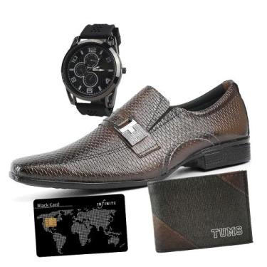 Imagem de Kit Sapato Social Masculino Com Carteira Relógio E Adesivo Black - Car