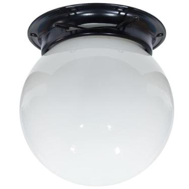 Imagem de Plafon Colonial Aluminio Preto Globo Leitoso 10x15 Retrô - CM GLASS - 