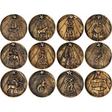 Imagem de Incensário Pratinho Signos Pacote Com 12 Peças Dourado - Decore Casa