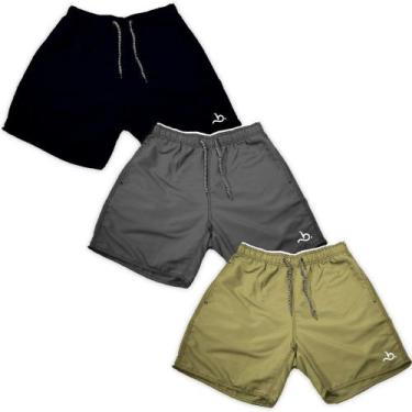 Imagem de Kit 3 Bermuda Shorts Masculino Verão Lisos Neutros Curtos - Bueno Stor