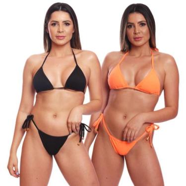 Imagem de Kit 2 Biquinis Cortininha de Amarrar Mulher Moda Praia Marquinha Canel