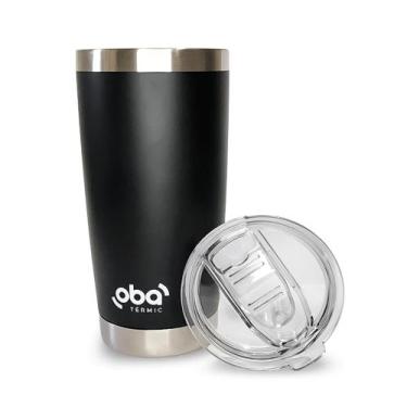 Imagem de Copo Térmico com Tampa e Abridor 591ml - oba termic, Preto, 591ml
