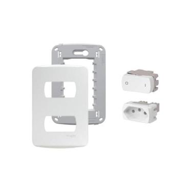 Imagem de Kit Conjunto 4x2 Tomada 20A Interruptor Bipo Miluz Schneider