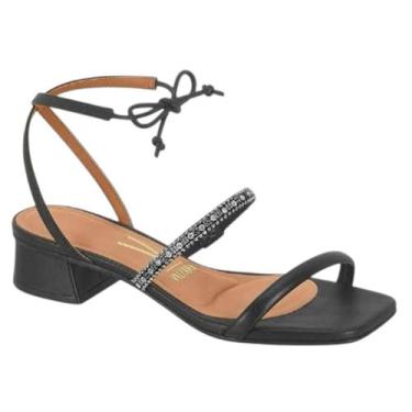 Imagem de Sandália Vizzano Tiras Strass Salto Baixo Feminina, Preto cristal, 35