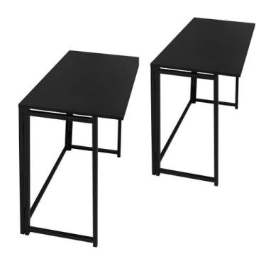 Imagem de Kit 2 Escrivaninha Dobravel Ciplafe Link Preto 0,80 x 0,45m