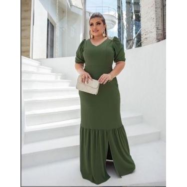Imagem de Vestido Plus Size Fenda no babado Moda Evangélica Feminina - Miss Flow