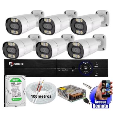 Imagem de kit Cftv 6 Câmeras De Segurança Colorida Dia Noite Full Color 1080p Dv