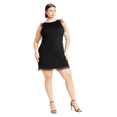 Imagem de City Chic Mini vestido com detalhe de malha Kezia Plus Size em preto, Preto, 52
