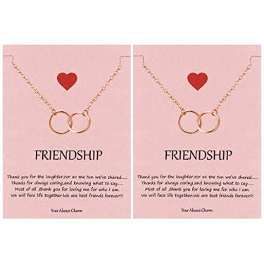 Imagem de Your Always Charm Colares Best Friend para 2 melhores amigas, presentes de Natal para mulheres, presentes de Natal com cartões para mulheres, presentes de Natal 2024, Metal, Sem Pedra Preciosa