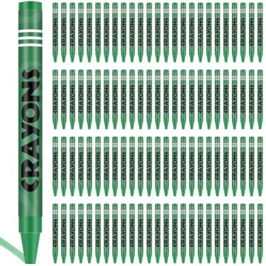 Imagem de Tenceur Giz de cera de cor única, 100 peças de giz de cera a granel para colorir lembrancinhas de festa conjunto de giz de cera para crianças adultos professor pintura salas de aula grupos festa escola arte presentes suprimentos (verde)