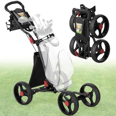 Imagem de Clyvira Carrinho de golfe de 4 rodas - CruiseMaster V8 | Leve, dobrável com 1-clique, capacidade de carga de 68 kg, grande armazenamento, rodas duráveis de 25 cm para todos os terrenos, estáveis e