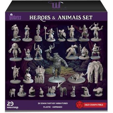 Imagem de Wildspire Heroes, NPC Animal Companions & Troll King for DND Miniatures Bulk 28mm-32mm Unpainted Paintable Dungeons and Dragons Minis Pathfinder Figures for Fantasy Tabletop Roleplaying Games like D&D