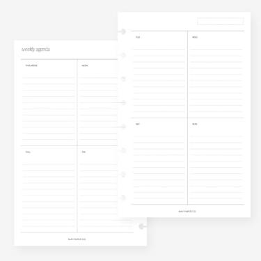 Imagem de Refil de agenda de 8 discos com inserção semanal sem data em duas páginas para Levenger Circa Junior, Arc by Staples, TUL Junior 14 x 21,6 cm (borda vertical forrada)