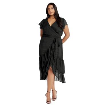 Imagem de City Chic Women's Apparel Vestido feminino Citychic Plus Size com babados midi, Preto, 54