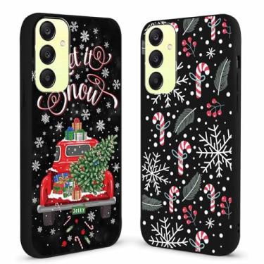 Imagem de Yomjew Pacote com 2 capas para celular Feliz Natal para Samsung Galaxy A25 5G 6,5 polegadas, linda árvore de Natal, Natal, carro, caminhão, doces, decoração, capa de TPU à prova de choque para meninas