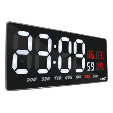 Imagem de Relógio Digital LED de Parede e Mesa – Cronômetro Progressivo e Regressivo com Alarme, Temperatura e Calendário