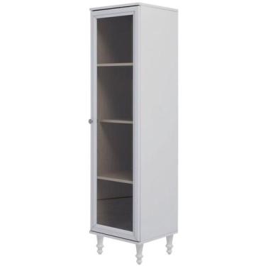 Imagem de Cristaleira 1 Porta Vidro Pés Madeira 151x40 cm E963 Branco Dtall - Mi