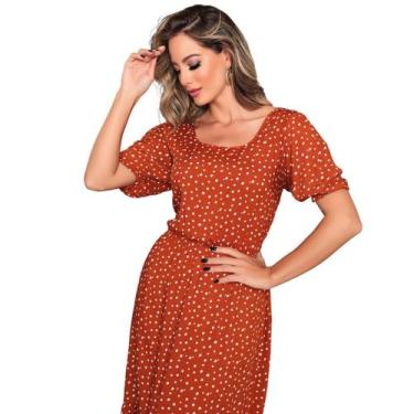 Imagem de Vestido Mid Estampado Manga Curta Tendência Premium - Docce Mulher, La