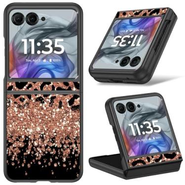 Imagem de Capa fina para Moto Razr 2024 com estampa de glitter de leopardo, capa dura de policarbonato à prova de choque sem fio para celular feminina e meninas para Motorola Razr 50 2024