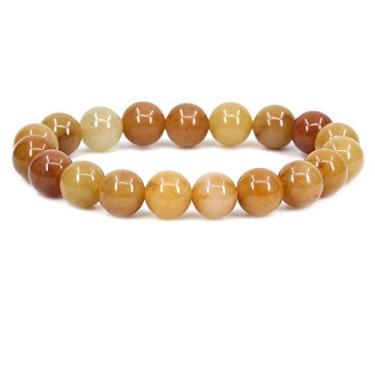 Imagem de Keleny Pulseira feminina elástica Fashion Crystal Man 10 mm contas redondas Rock Jasper 17 cm unissex 7 Inch