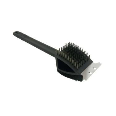 Imagem de Escova Para Limpar Grelha, Churrasqueira e Lareira Com Espátula 3 Em 1 Cabo Grande - Mimo Style