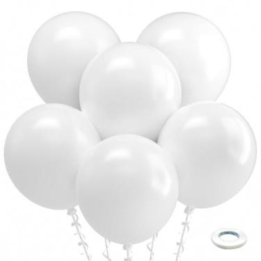 Imagem de Balões de Látex Bezente White 18cm - Pacote com 30 Unidades para Decor