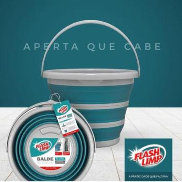 Imagem de Balde Sanfonado Retrátil Compacto Emborrachado Silicone Multiuso 10 Li