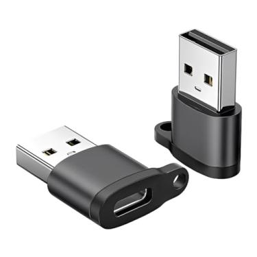 Imagem de Adaptador USB para USB C, pacote com 2, conversor de carregador de carro fêmea tipo C para iPhone 16 Pro Max Plus 15 14 13, Apple Watch 10 9 8, Airpods, iPad Air 5 Mini 6 7, Samsung S24 Ultra (corda