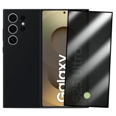 Imagem de Kit Película de Privacidade 3D e Capa Aveludada Premium Compatível Samsung Galaxy S25 Ultra Preta