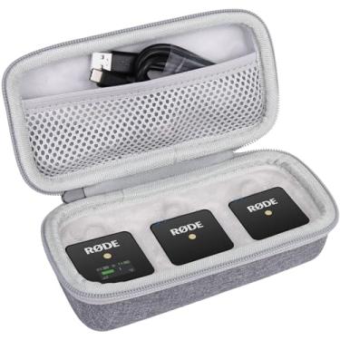 Imagem de Aenllosi Estojo de transporte rígido compatível com sistema de microfone sem fio Rode Wireless GO II Dual Channel compacto digital sem fio (cinza)