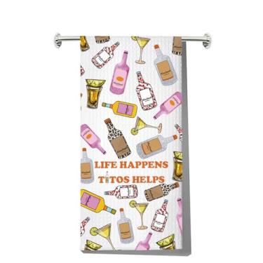 Imagem de JNIAP Toalha de cozinha vodka amante de vodka toalha de prato vodkas bebedor presente vodkas cocktail toalhas de cozinha (Life Happens kt)