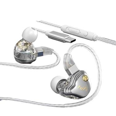 Imagem de Fones de ouvido de fone de ouvido de arame de 3,5 mm com fones de ouvido com fones de ouvido cancelando os fones de ouvido estéreo esportivo de graves,TYPE-C,White