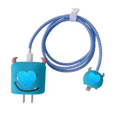 Imagem de ZOSTLAND Cabo protetor de dados fofo monstro azul DIY 18 W 20 W USB carregador carregador fone de ouvido organizador protetor de fio compatível com iPhone 11 12 13 14 15 Pro Max (monstro azul)