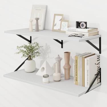 Imagem de Prateleiras flutuantes profundas para parede, de madeira cinza, prateleira grande flutuante de 30 x 91 cm, conjunto de 2 para estante de livros, sala de estar, quarto, casa, escritório, banheiro