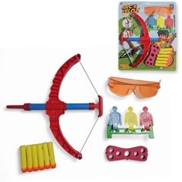 Imagem de Arco e Flecha Infantil Fixo Projeteis Alvo e Óculos JR0803 - Jr Toys