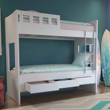 Imagem de Beliche 3 Gavetas com Escada 100% Mdf 908910 Branco - Foscarini