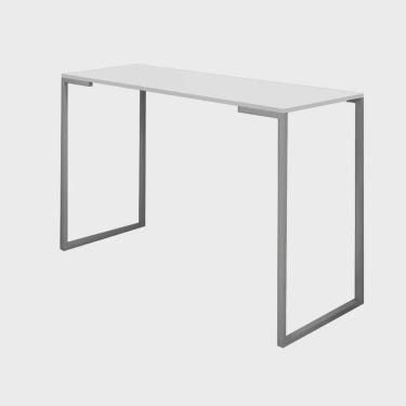 Imagem de Mesa Escrivaninha Mesa de Estudos Stan Home Office Ferro Prata mdf Off White - Ahz Móveis