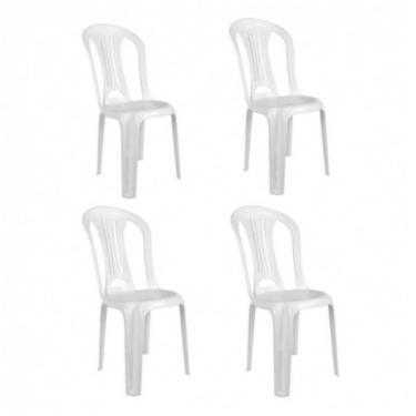 Imagem de Kit Com 4 Cadeiras de Plástico Bistrô Bela Vista - Branca - Mor