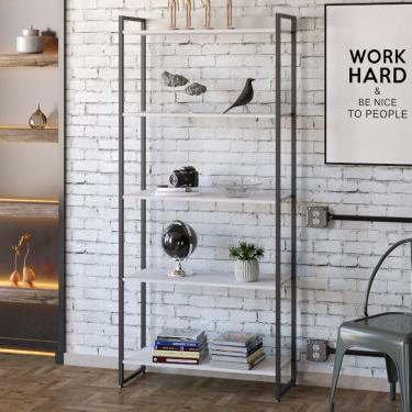 Imagem de Estante Para Livros Dynamica 5 Prateleiras Branco Chess/preto 11065 - Compace