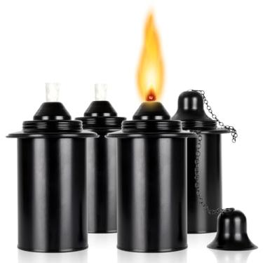 Imagem de Lunluarai Recipientes De Substituição Para Tochas 12 Oz, Recarregáveis Lanterna Bambu, Decorativas Quintal, Pátio, Deck, Jardim, Festa, Paisagismo (12 Oz - 4 Peças)