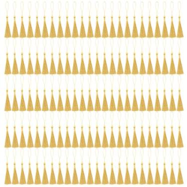 Imagem de NACHLYNN 120 peças de borlas de marcador, volume 13 cm/5 polegadas, feito à mão, feito à mão, miniborlas para joias, chaveiros com laços para decoração de vestidos, acessório de artesanato DIY (ouro)