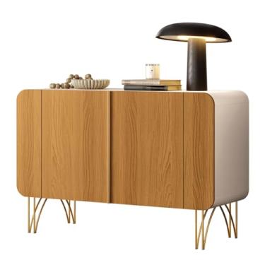 Imagem de Aparador Buffet Sala Benvenuto Com 2 Portas e Pés em Aço (Off White/Cinamomo)