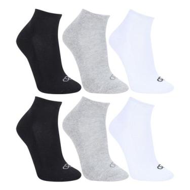 Imagem de Kit Meia Olympikus Cano Curto C/ 6 Pares Feminino, Branco, Cinza, 33/3