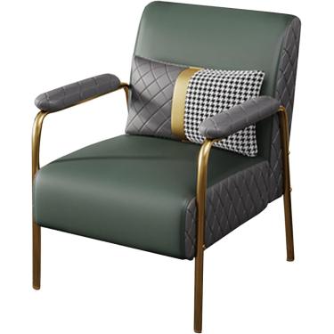 Imagem de Cadeiras De Sofá Modernas De Meados Do Século, Poltrona De Couro Com Moldura De Metal E Travesseiro Lombar, Poltrona Para Sala De Estar, Quarto, Escritório Em Casa, Green, Size